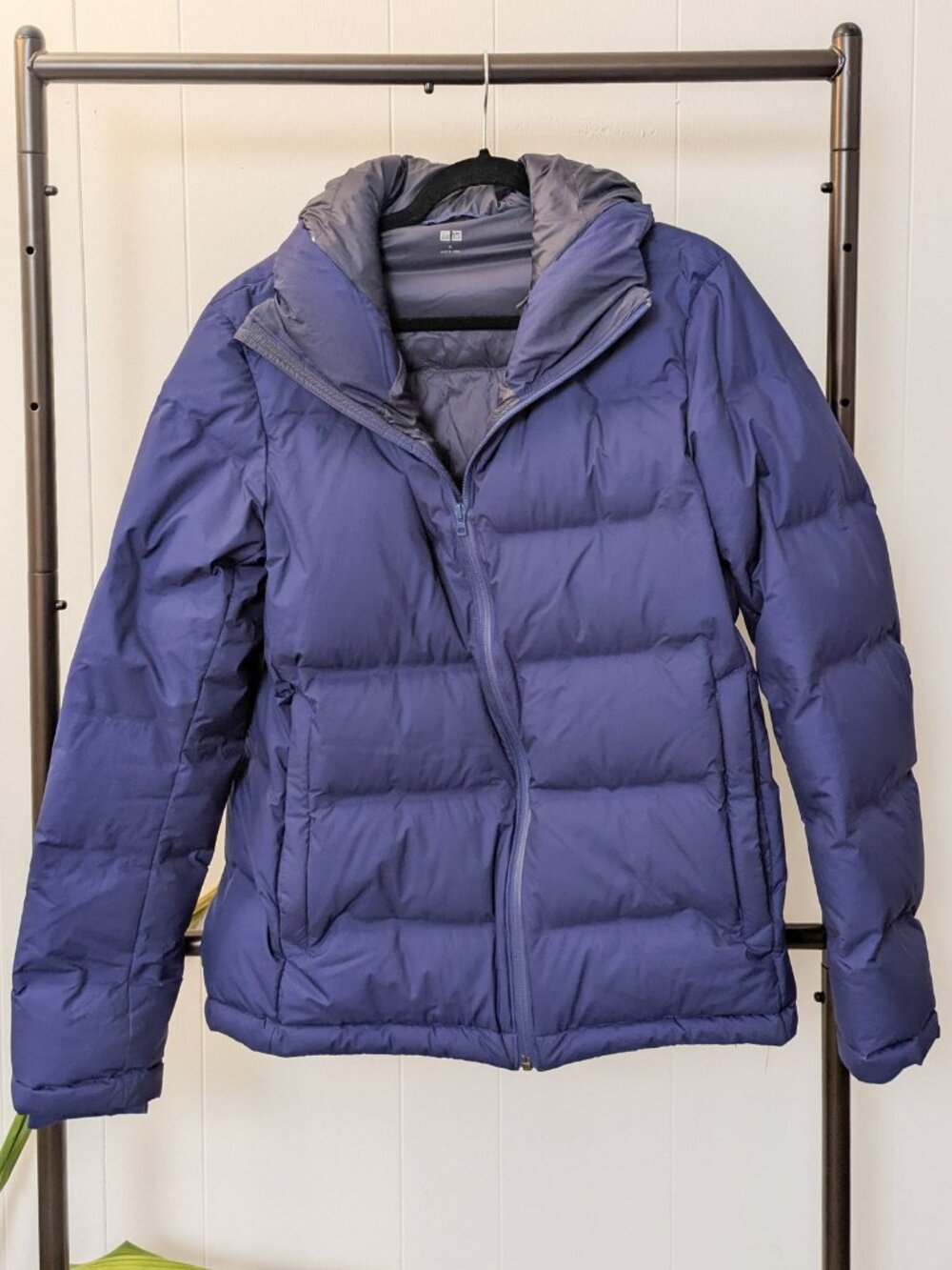 Uniqlo Down Hooded Puffer Jacket Navy Blue Size M